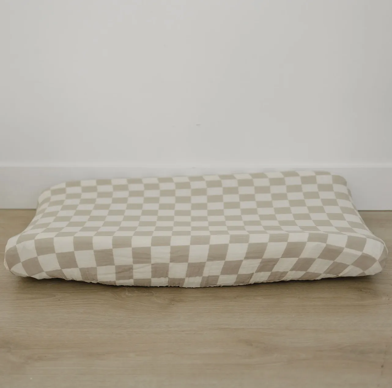 Taupe Checkered Changing Pad Cover