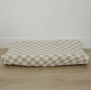 Taupe Checkered Changing Pad Cover