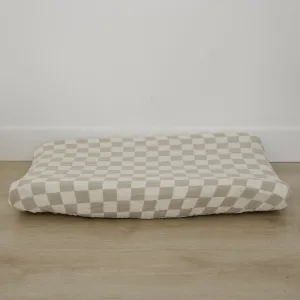 Taupe Checkered Muslin Changing Pad Cover