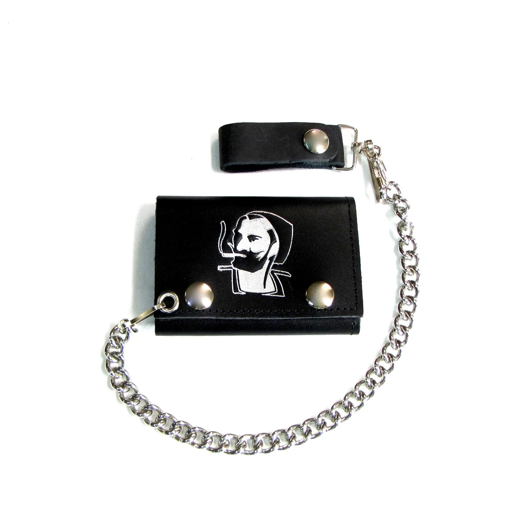 TC304-139 Tri-Fold Wallet w/ Chain- Smoking Man