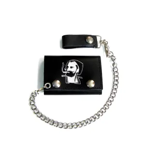 TC304-139 Tri-Fold Wallet w/ Chain- Smoking Man