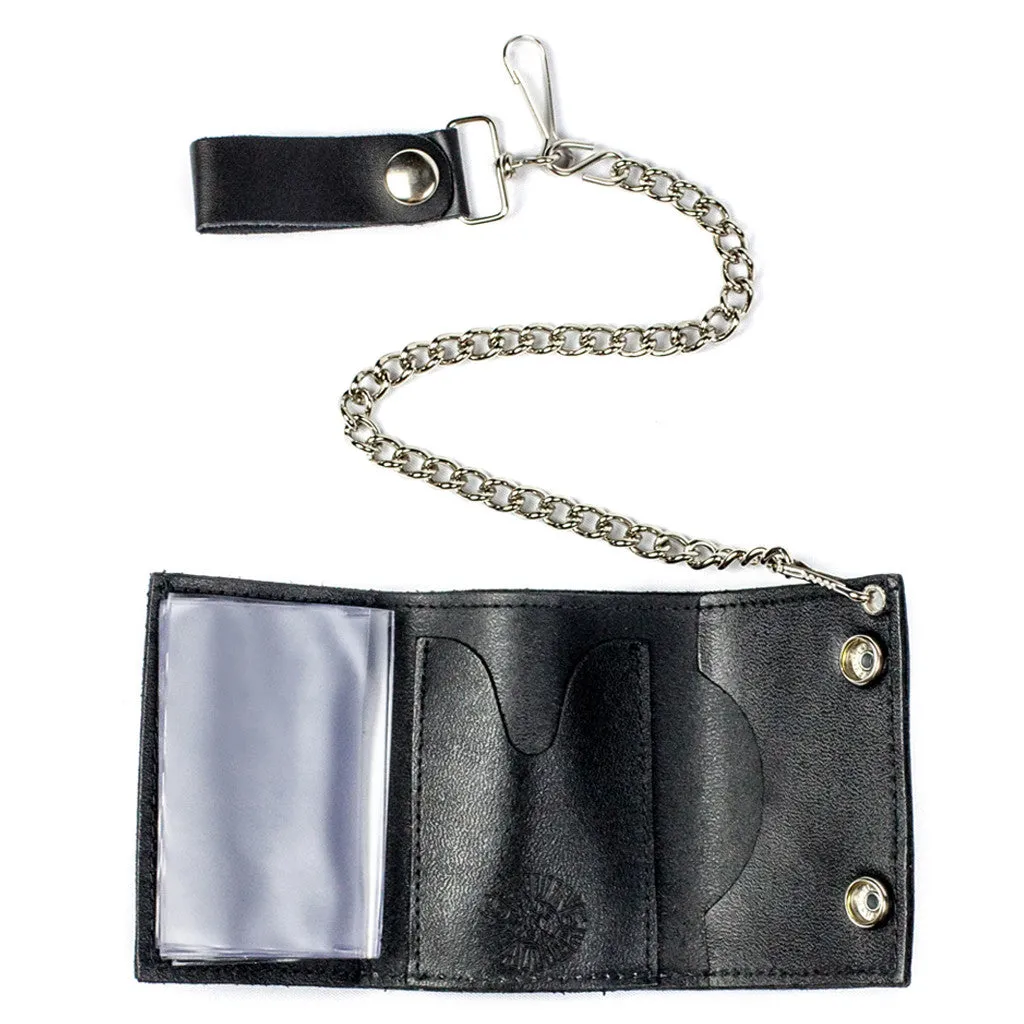 TC304-14X  Tri-Fold Wallet w/ Chain- Multi-Mud Flap Girl