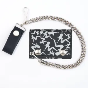 TC304-14X  Tri-Fold Wallet w/ Chain- Multi-Mud Flap Girl