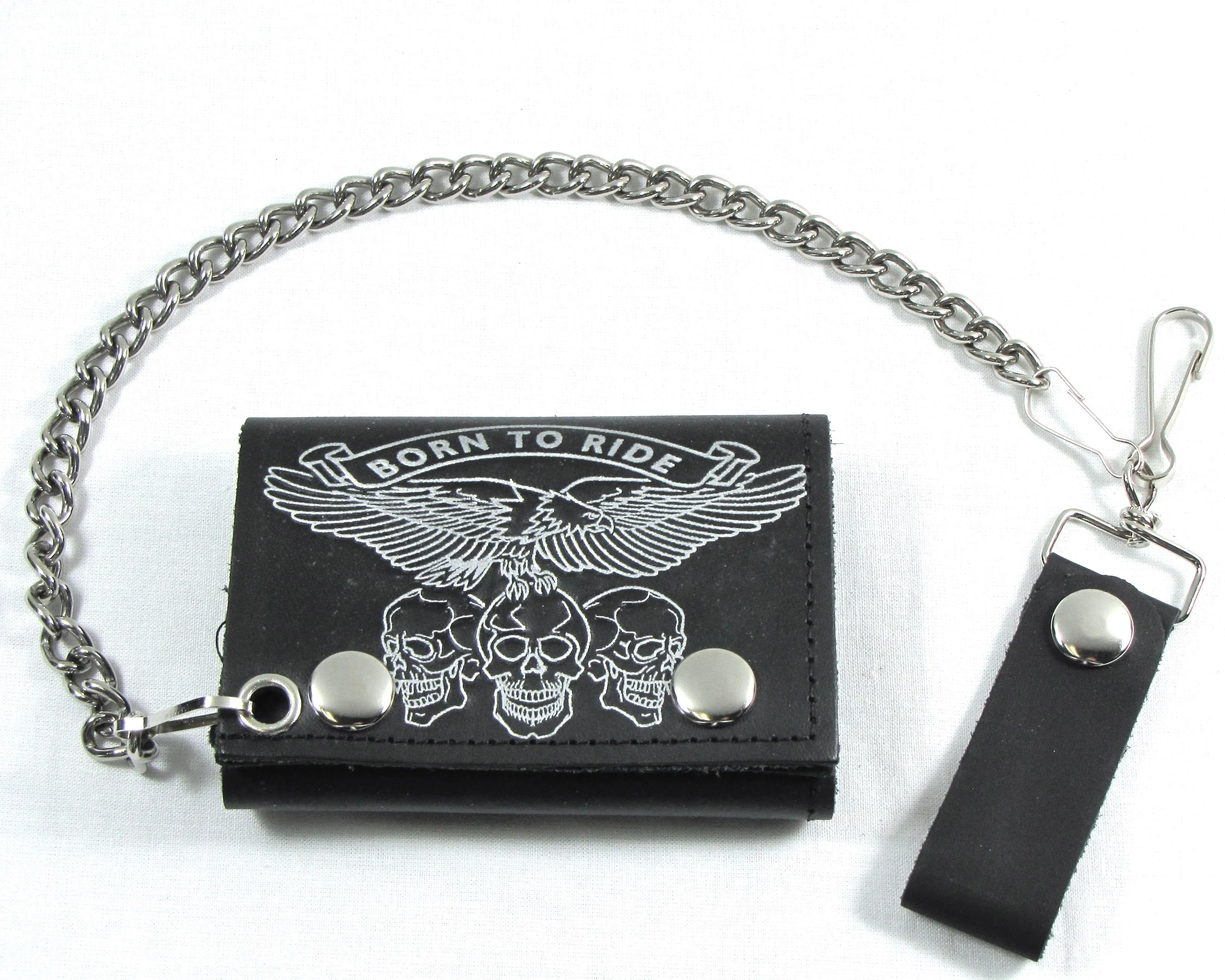 TC304-69 Tri-Fold Wallet w/Chain- Born to Ride