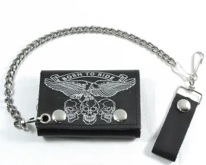 TC304-69 Tri-Fold Wallet w/Chain- Born to Ride
