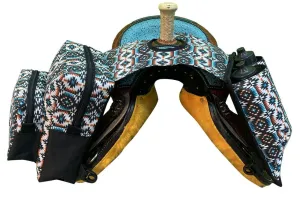 Teal & Orange Aztec Print Insulated Water Bottle Horn Bag