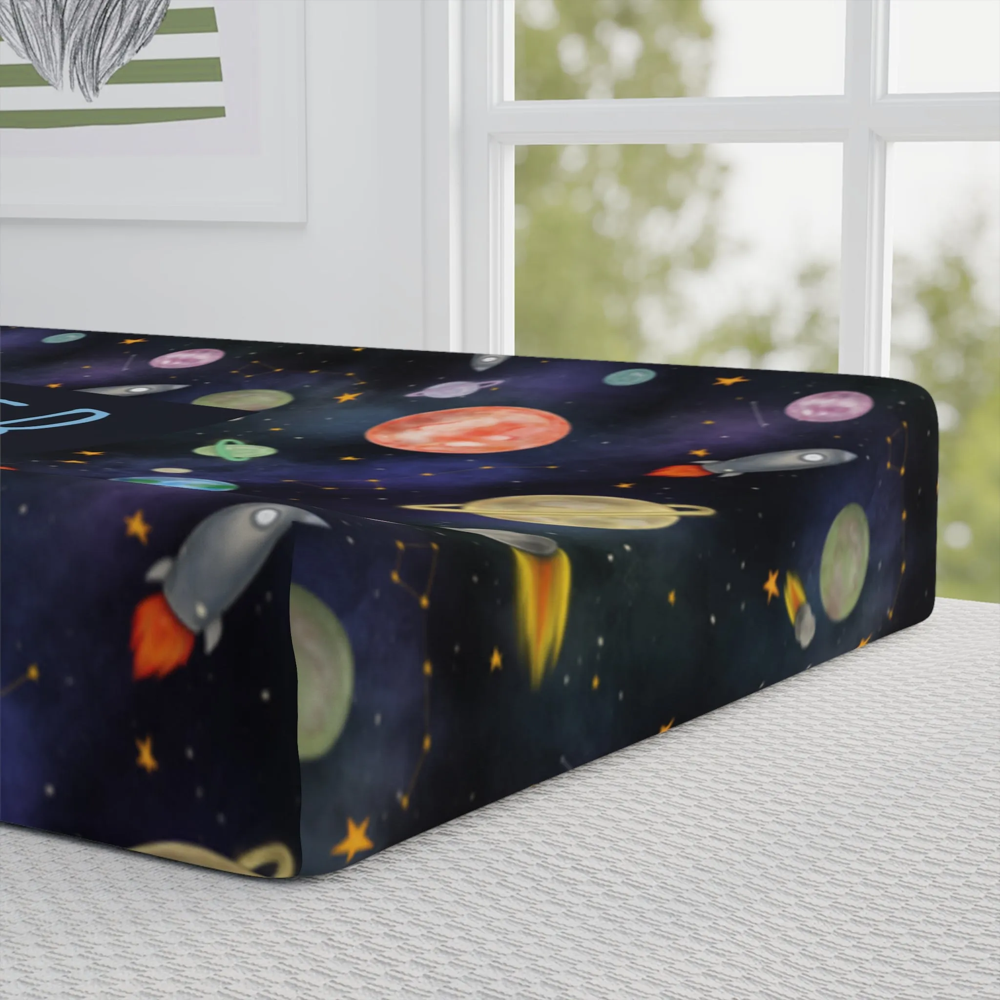 Teddy’s Space Adventure Changing Pad Cover (INCLUDE CUSTOM NAME & FONT OPTION IN NOTES AT CHECKOUT)