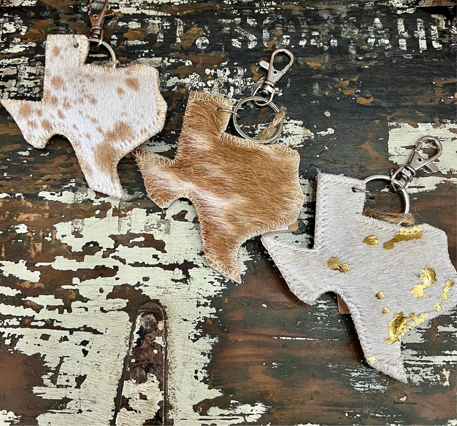 Texas Metallic Hide Key Chain