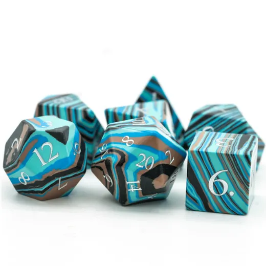 Textured Turquoise Blue & Brown - Engraved
