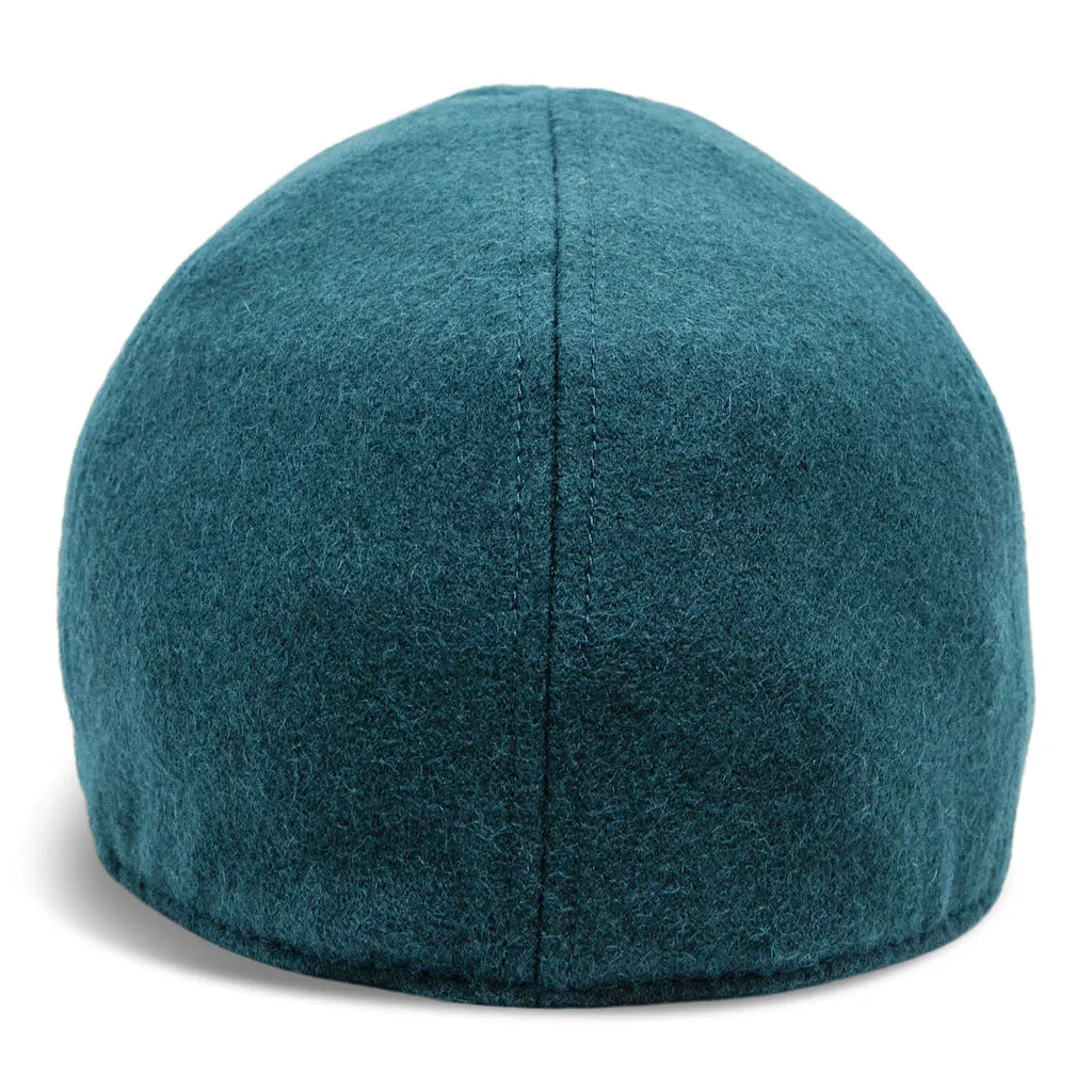 The Kenmore Boston Scally Cap - Slate Blue and Black Leather Brim