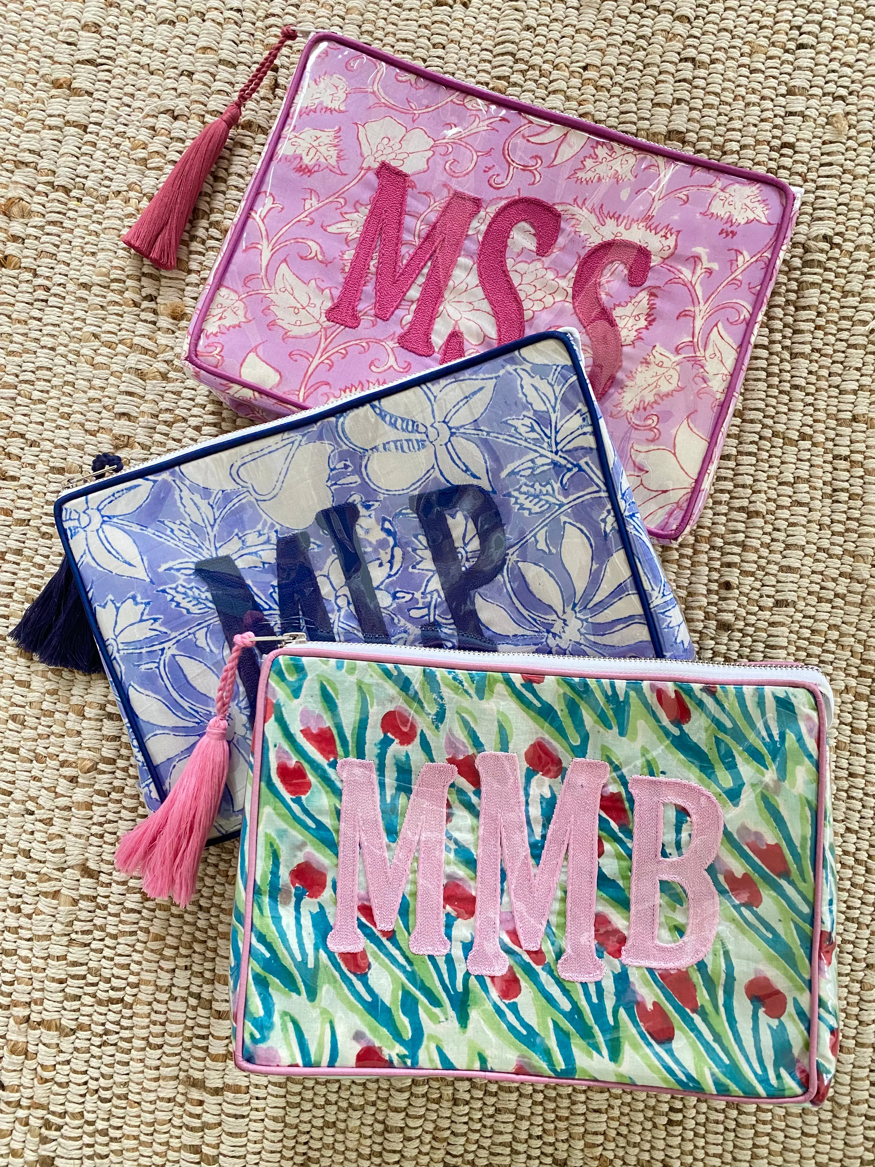 The OG India Bag - Periwinkle and Navy - Monogrammed