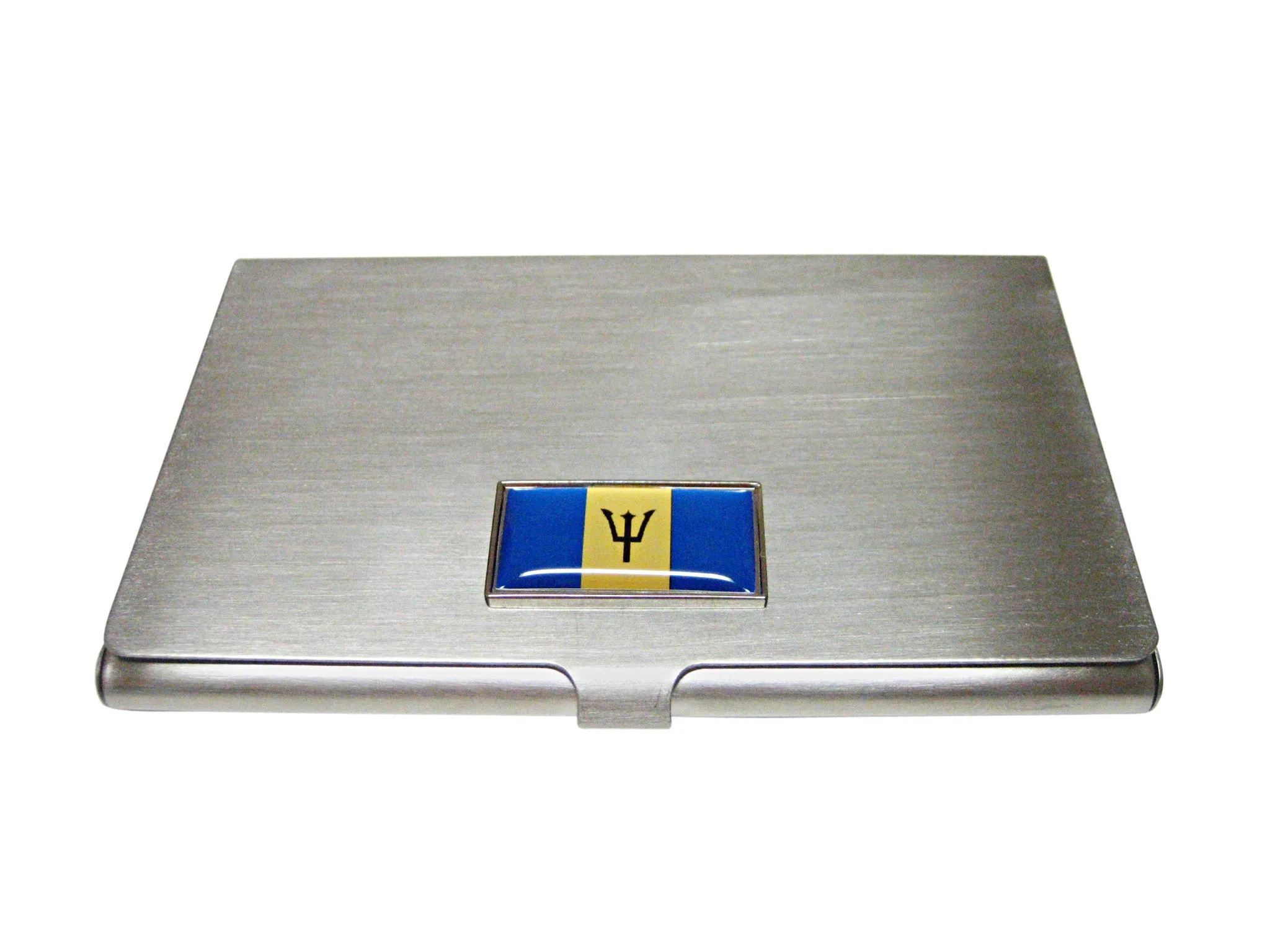 Thin Bordered Barbados Flag Pendant Business Card Holder