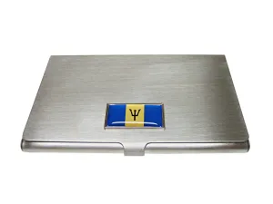 Thin Bordered Barbados Flag Pendant Business Card Holder
