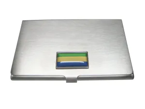 Thin Bordered Gabon Gabonese Republic Flag Business Card Holder
