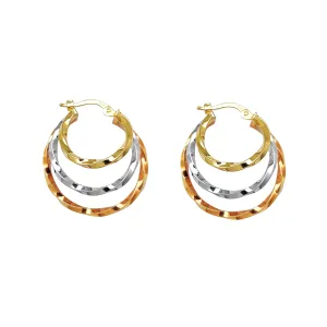 Tri-Color Circle Gradient Twist Hoop Earrings (14K)