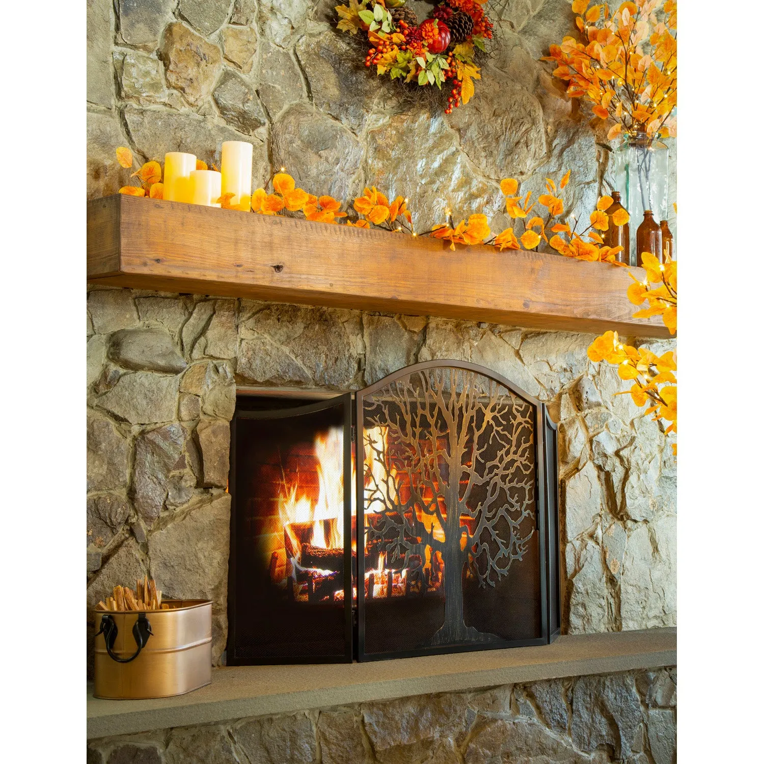 Tri Fold Tree of Life Firescreen,47m3502
