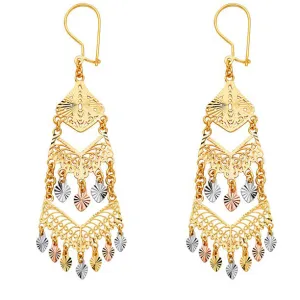 Tricolor Diamond-cut Chandelier Earrings (14K)
