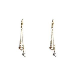 Tricolor Dolphins Dangling Earrings (14K)