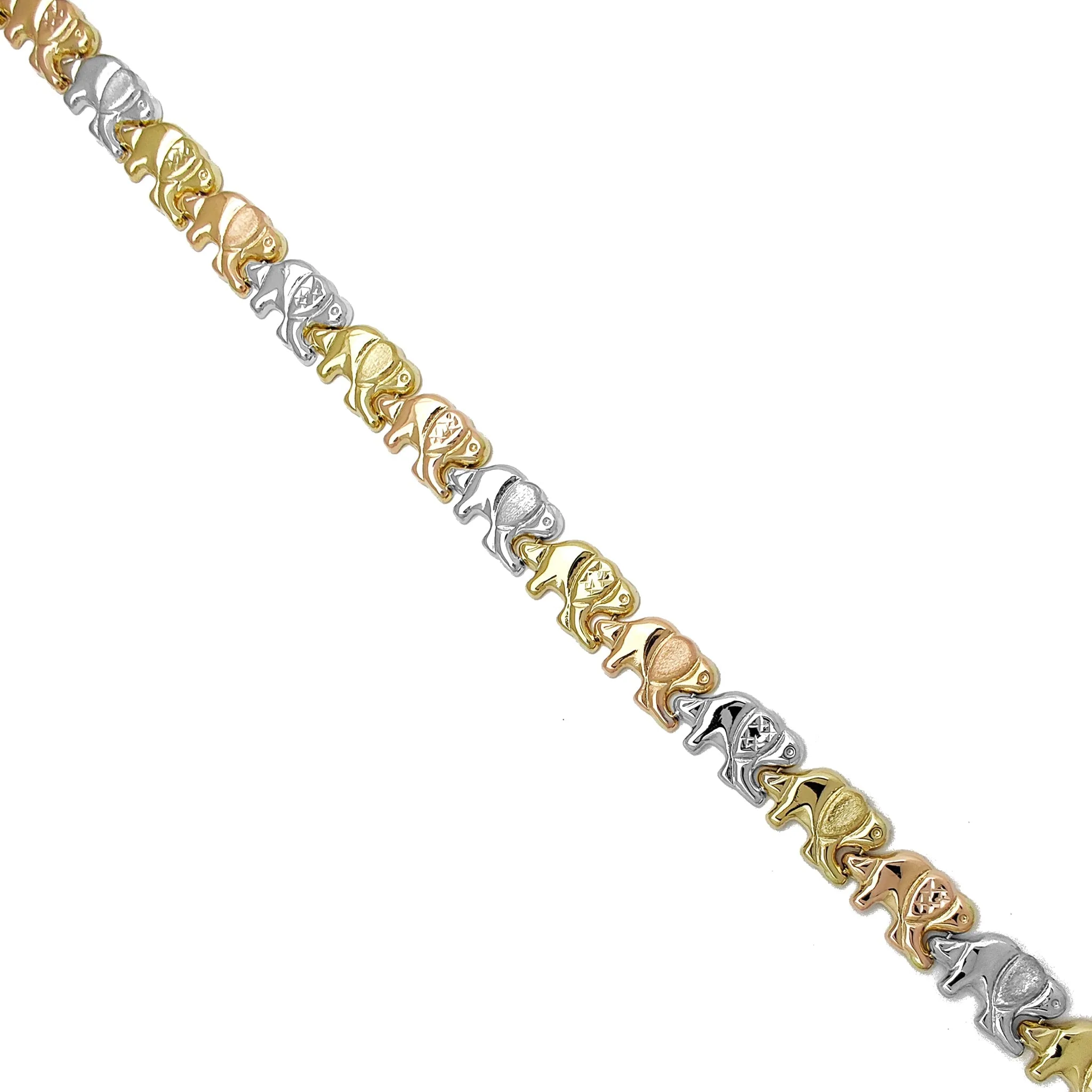 Tricolor Elephant Fancy Necklace (14K)