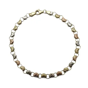 Tricolor Heart Anklet (14K)