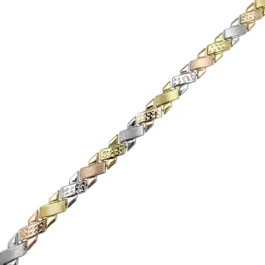 Tricolor Matte & Faceted X Fancy Necklace (14K)