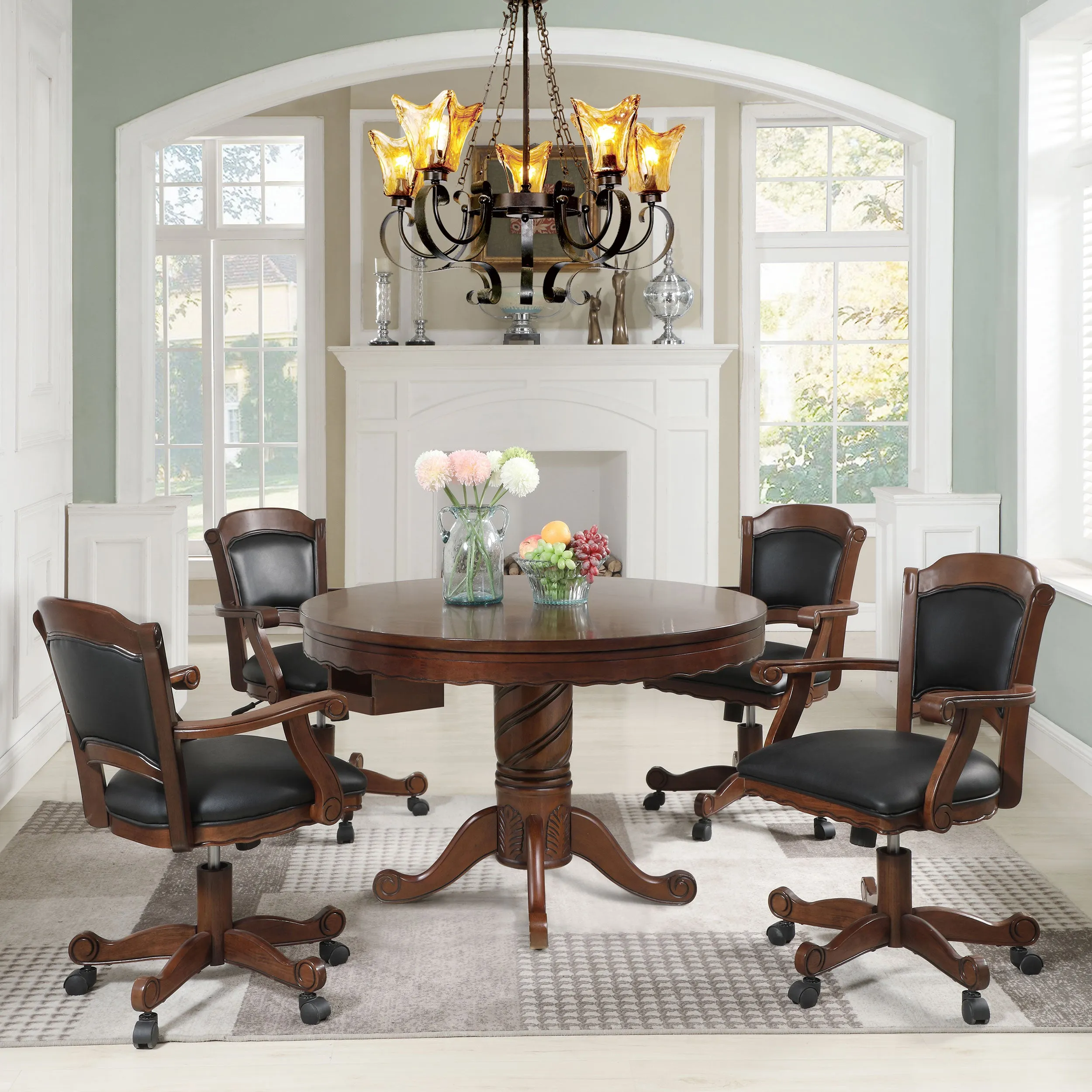 Turk 5-piece 3-in-1 Dining and Game Table Set Tobacco
