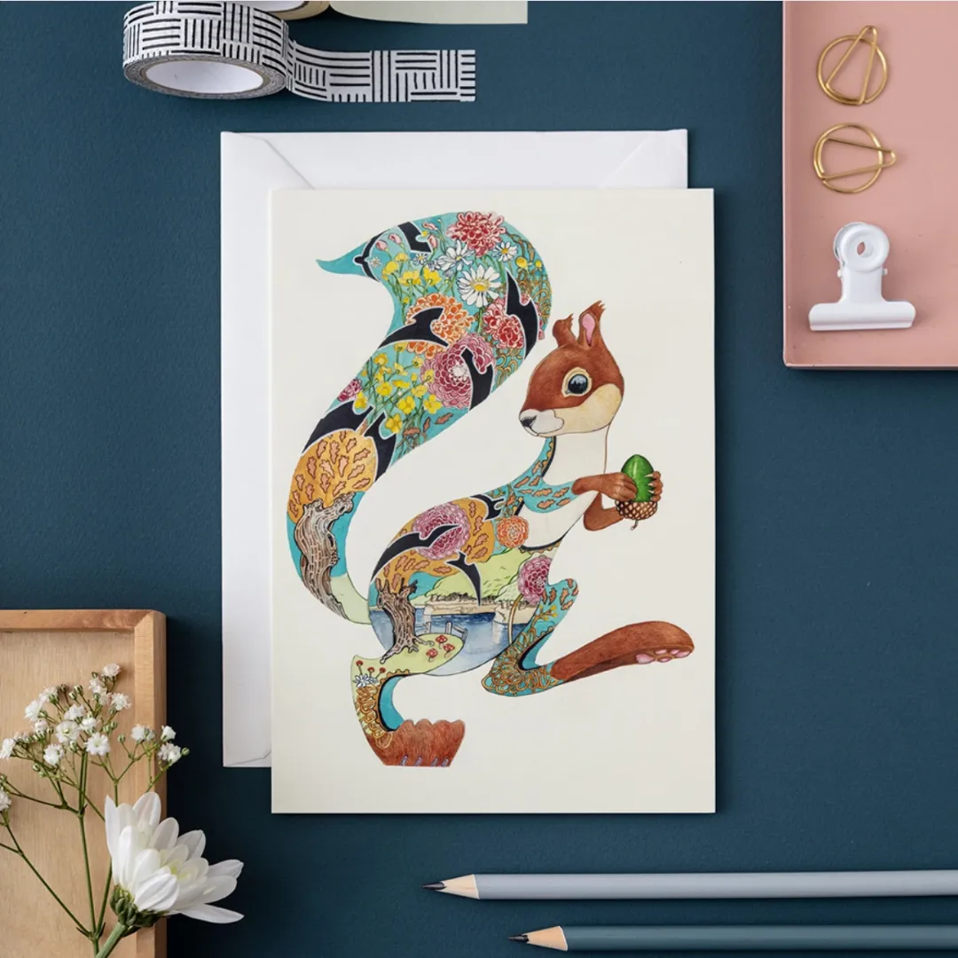 Turquoise Squirrel Note Card