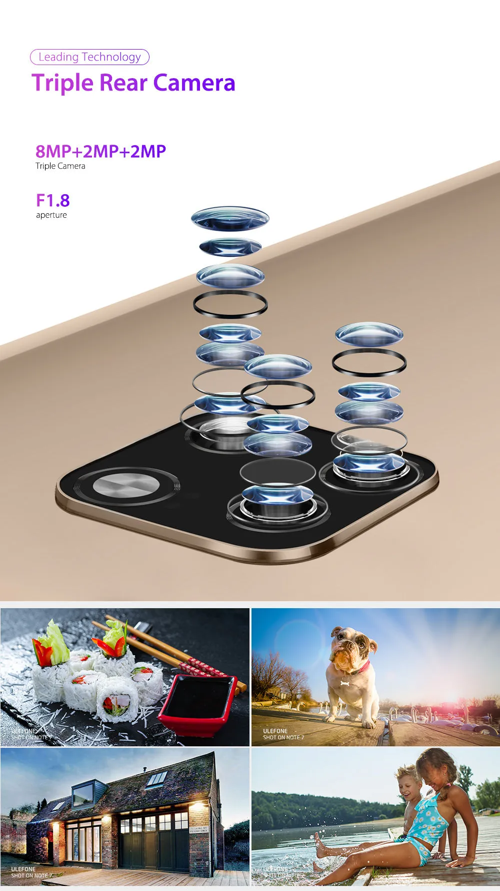 Ulefone Note 7 3G Phablet 6.1 Inch Android 8.1 (Go Edition) MT6580A Quad-core 1.3GHz 1GB RAM 16GB ROM Smartphone Black