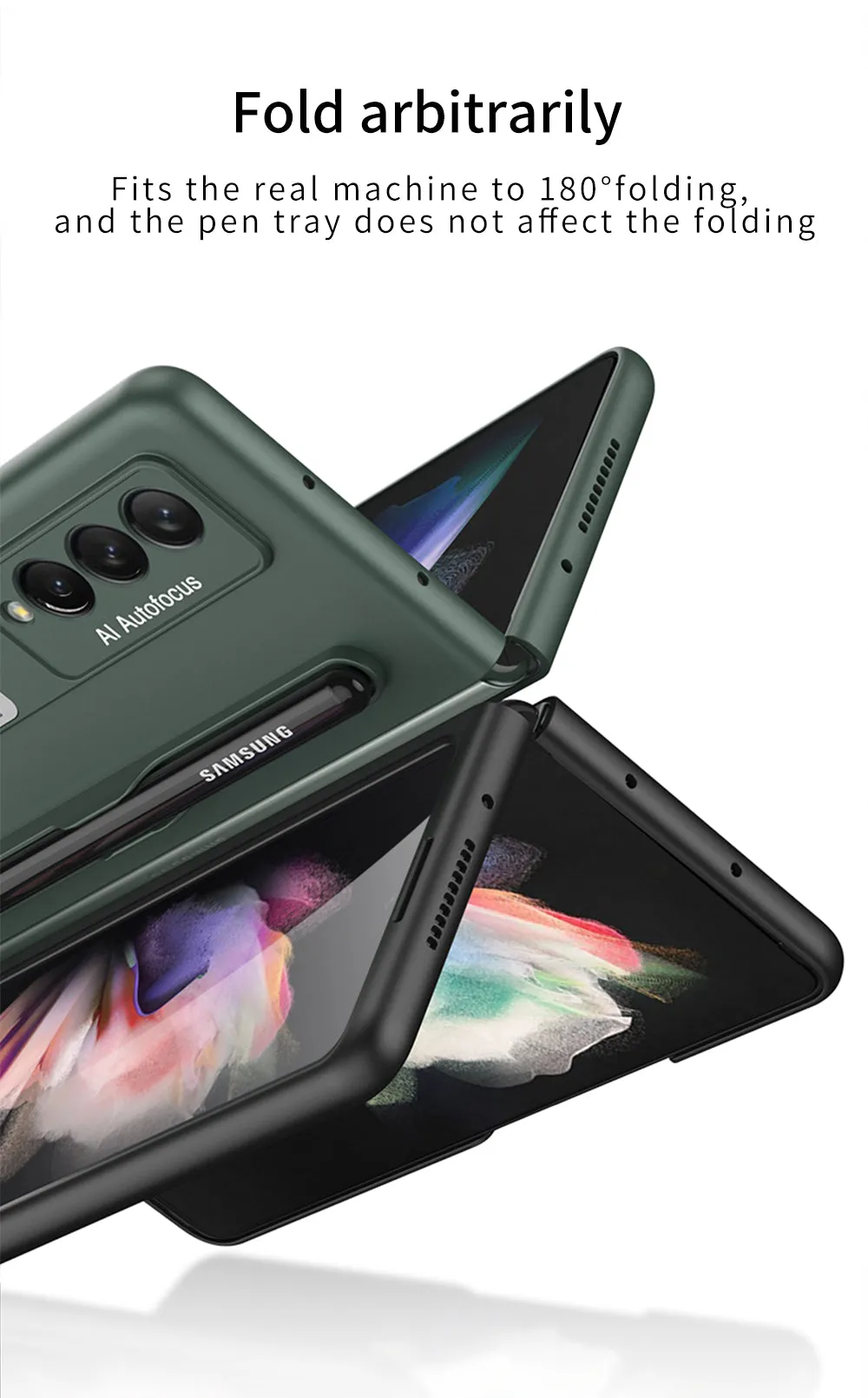 Ultra-thin Stand Holder Case For Samsung Galaxy Z Fold 3 5G With Pen Slot Shockproof Hard Cover For Samsung Z Fold 3 Case