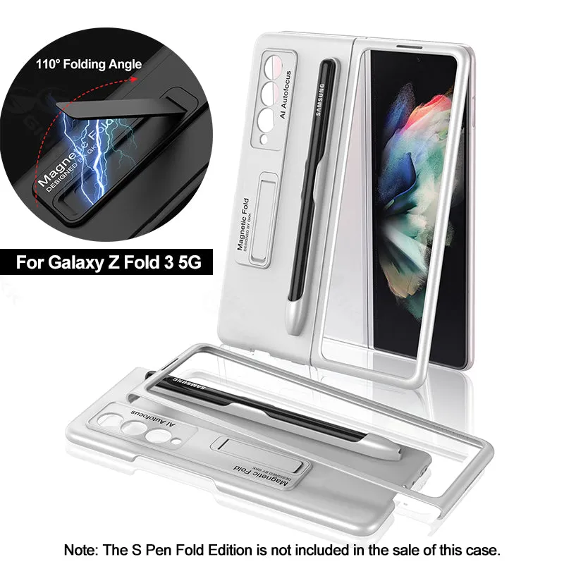 Ultra-thin Stand Holder Case For Samsung Galaxy Z Fold 3 5G With Pen Slot Shockproof Hard Cover For Samsung Z Fold 3 Case