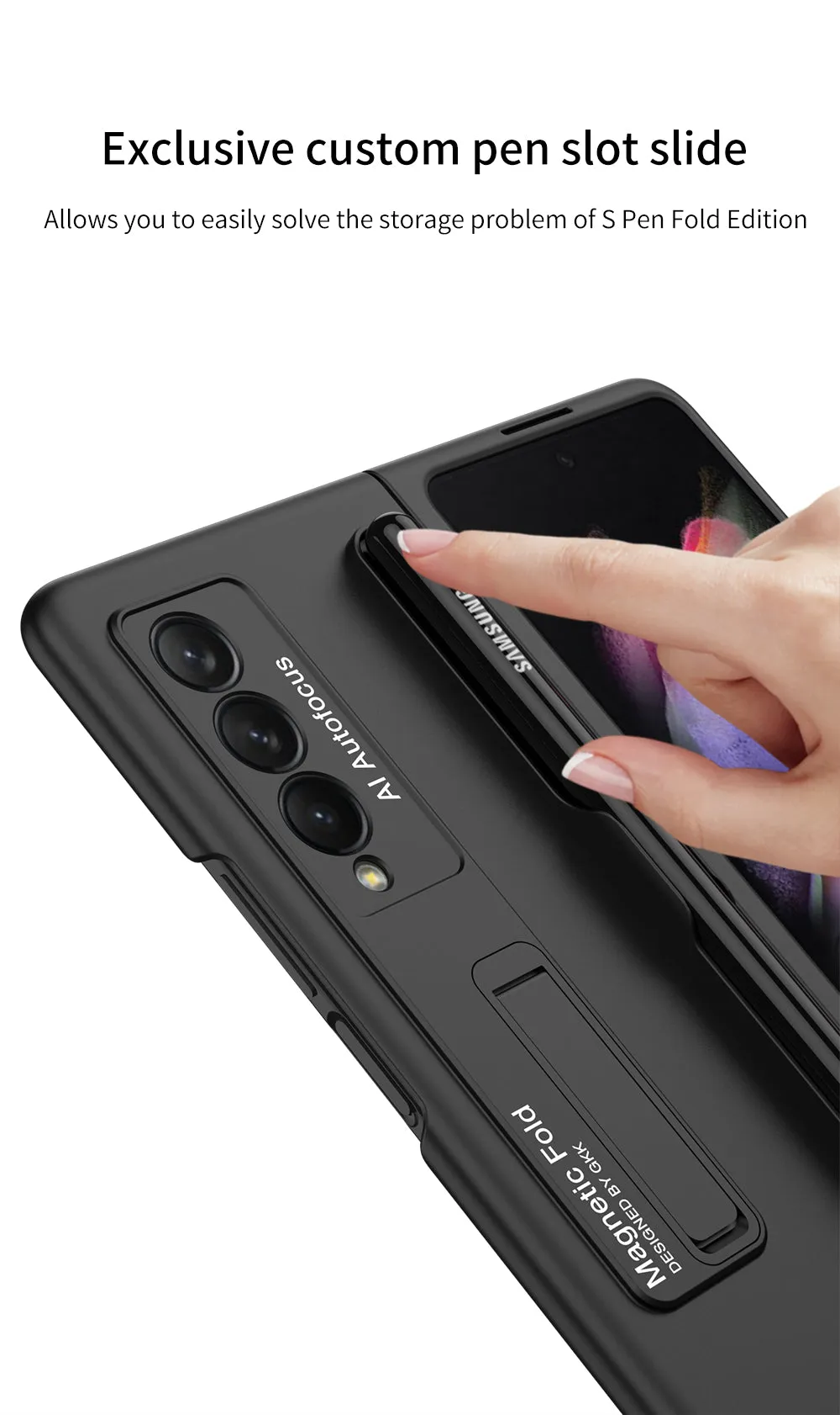 Ultra-thin Stand Holder Case For Samsung Galaxy Z Fold 3 5G With Pen Slot Shockproof Hard Cover For Samsung Z Fold 3 Case
