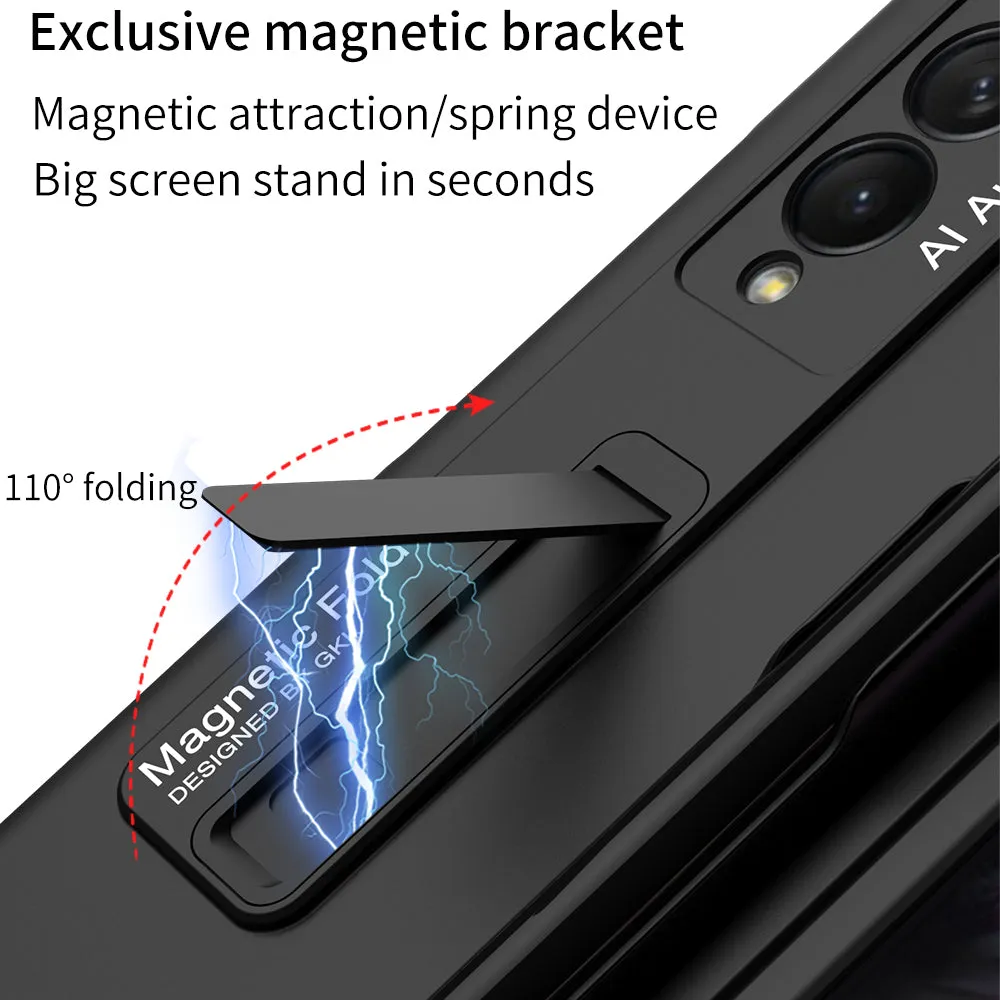 Ultra-thin Stand Holder Case For Samsung Galaxy Z Fold 3 5G With Pen Slot Shockproof Hard Cover For Samsung Z Fold 3 Case