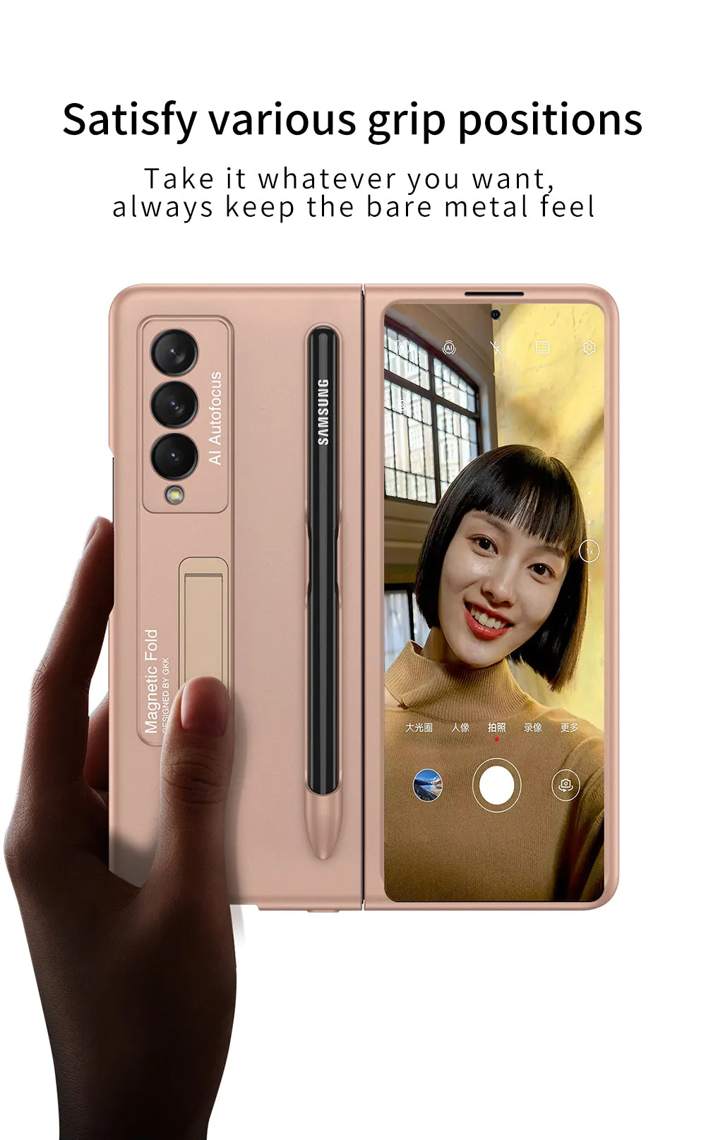 Ultra-thin Stand Holder Case For Samsung Galaxy Z Fold 3 5G With Pen Slot Shockproof Hard Cover For Samsung Z Fold 3 Case