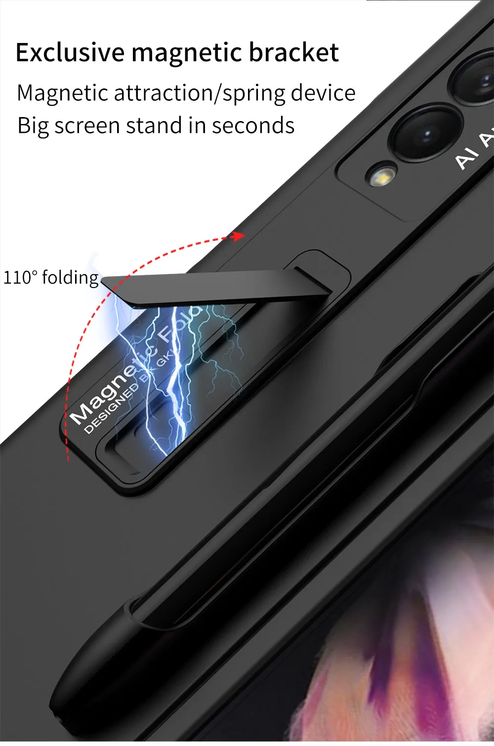 Ultra-thin Stand Holder Case For Samsung Galaxy Z Fold 3 5G With Pen Slot Shockproof Hard Cover For Samsung Z Fold 3 Case