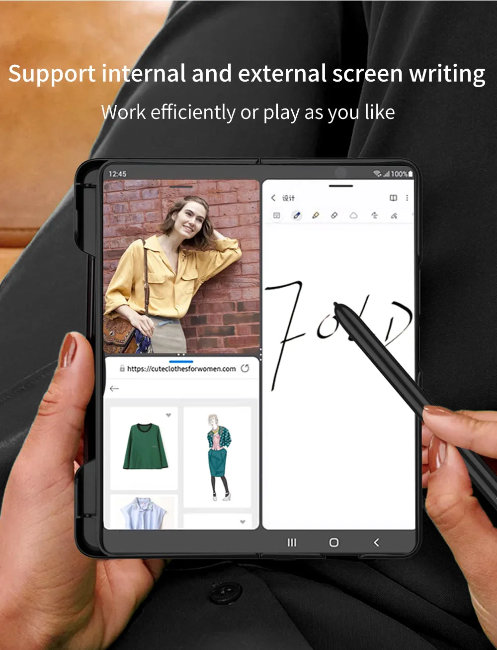 Ultra-Thin With Pen Slot and Capacitance Pen Case For Samsung Galaxy Z Fold 3 5G