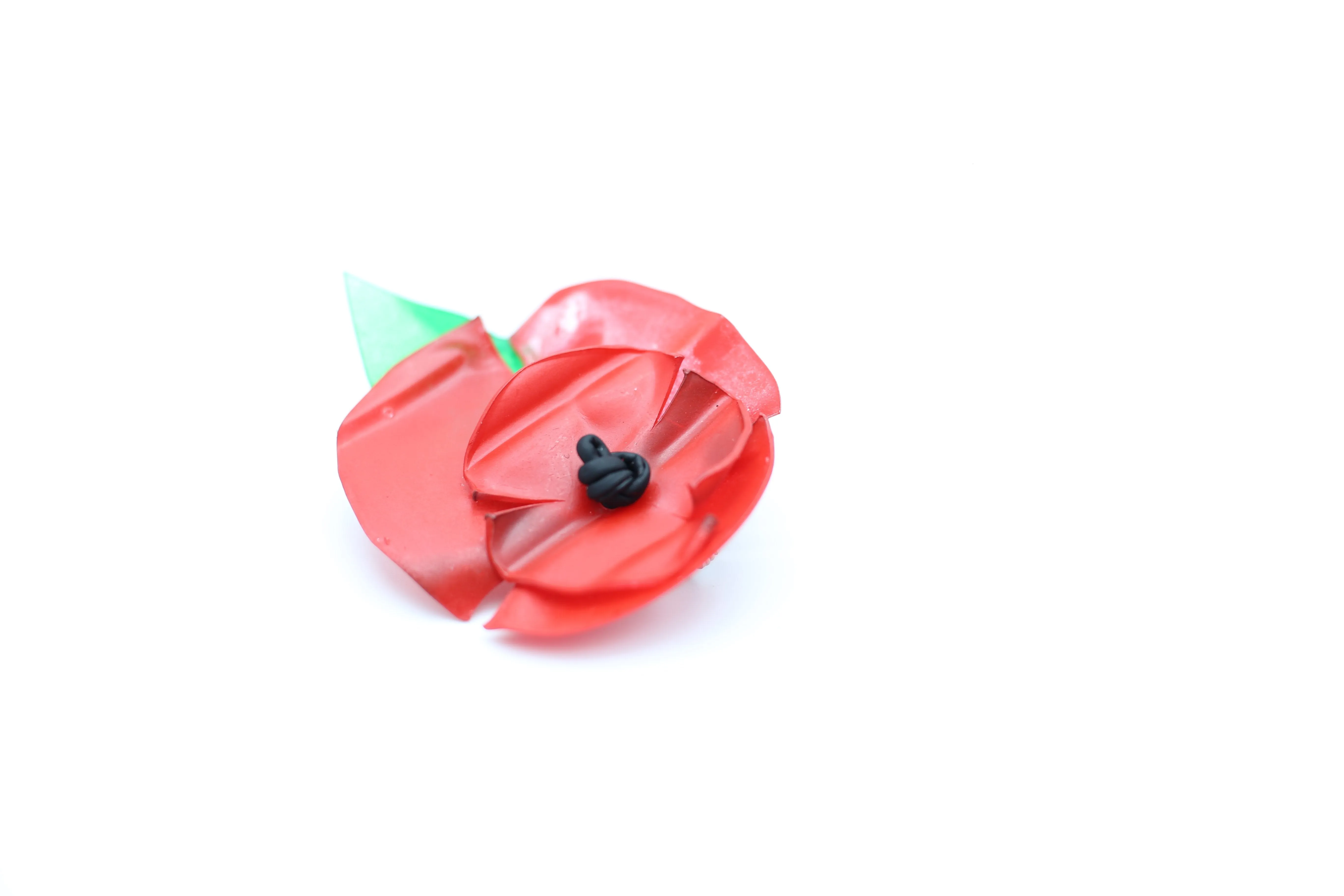 Upcycled plastic bottles - Ladder Necklace with Two Poppies brooch-Red