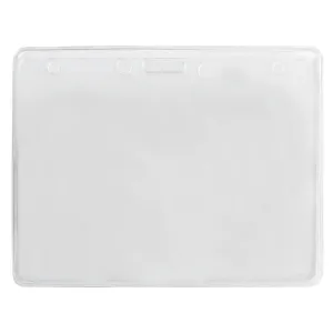Vinyl Horizontal Badge Holder with Slot and Chain Holes, 4" x 3" Clear (100/Pack)