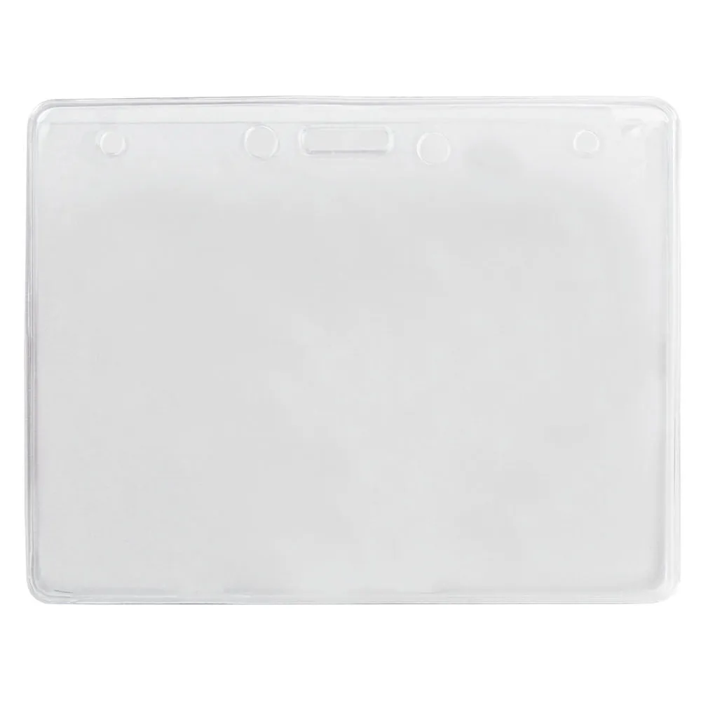 Vinyl Horizontal Badge Holder with Slot and Chain Holes, 4" x 3" Clear (100/Pack)