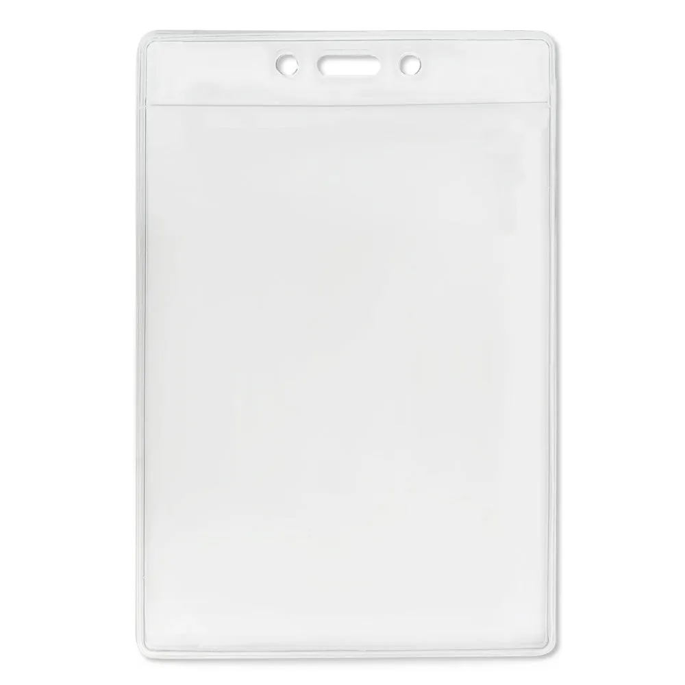 Vinyl Vertical Badge Holder with Slot and Chain Holes, 3.13" x 5.25" Clear (100/Pack)