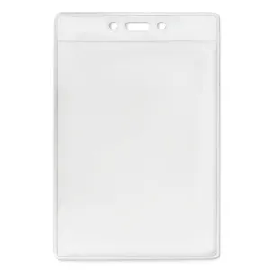 Vinyl Vertical Badge Holder with Slot and Chain Holes, 3.13" x 5.25" Clear (100/Pack)
