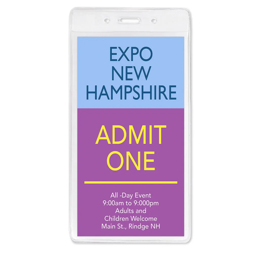Vinyl Vertical Badge Holder with Slot and Chain Holes, 3" x 6" Clear (100/Pack)