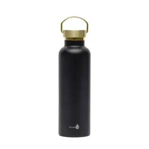 WanderFull Insulated Water Bottle - Black with Gold Top- 24 oz.