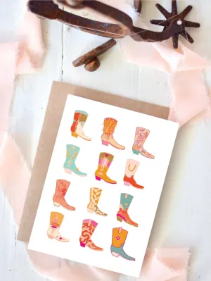 Western Cowboy Boot Cowgirl Card, Western Encouragement Card Tirzah