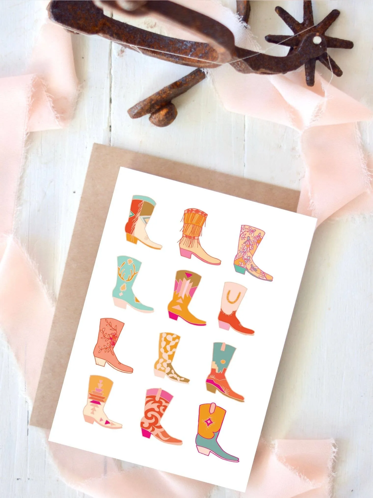 Western Cowboy Boot Cowgirl Card, Western Encouragement Card Tirzah