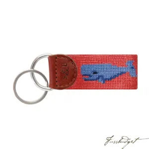 Whale Needlepoint Key Fob