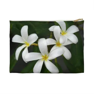 White FrangipanisZippered Accessory Bag (FWS) Made in the USA