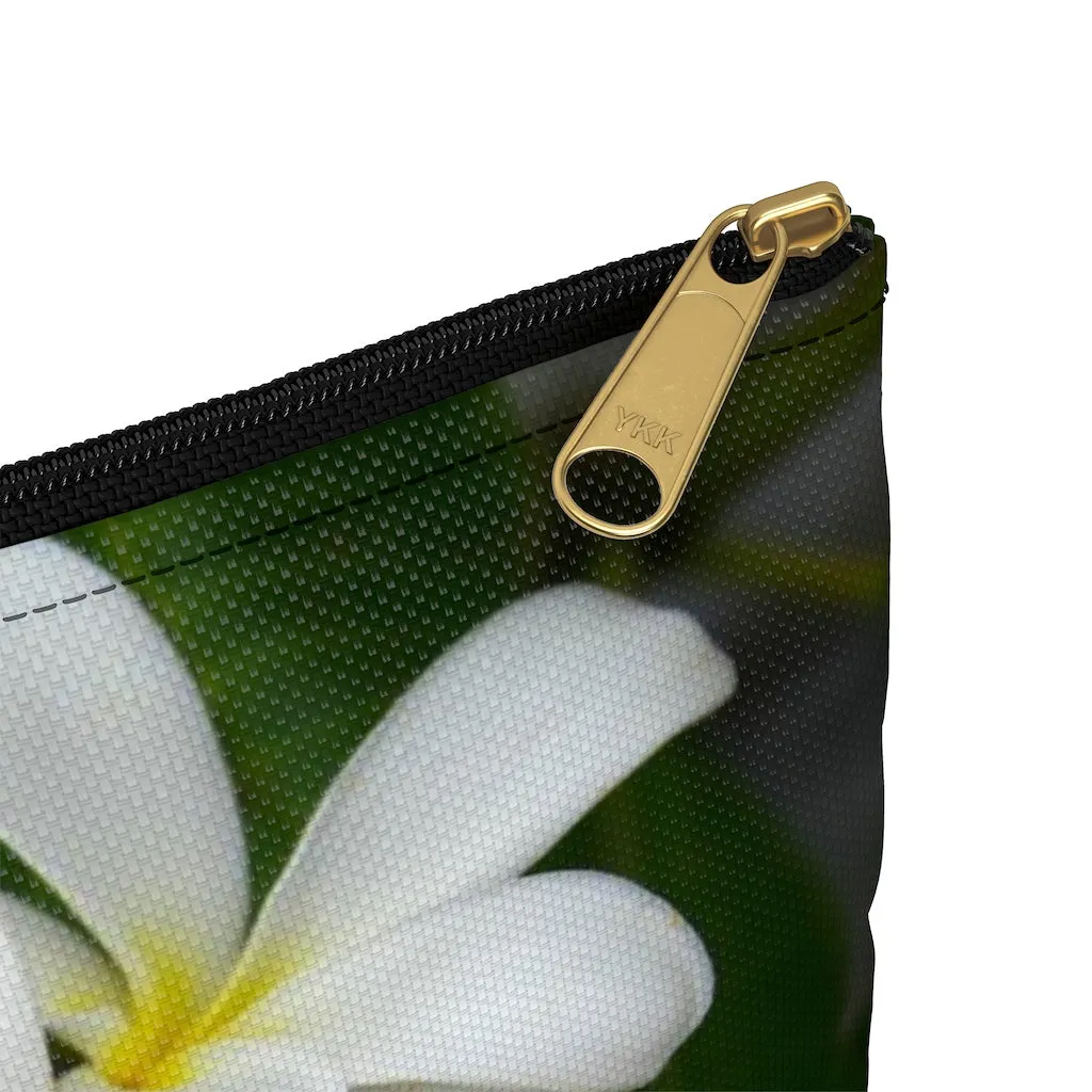 White FrangipanisZippered Accessory Bag (FWS) Made in the USA