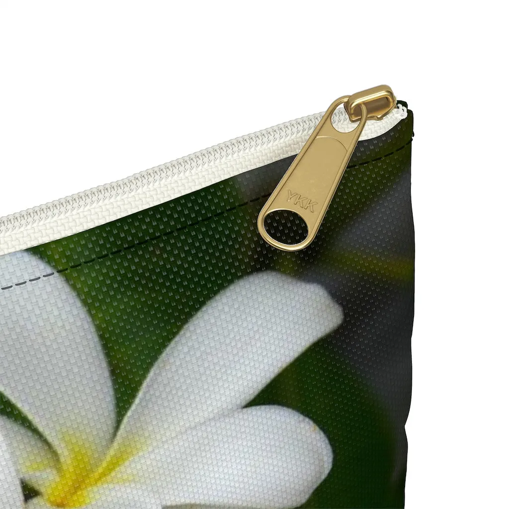 White FrangipanisZippered Accessory Bag (FWS) Made in the USA