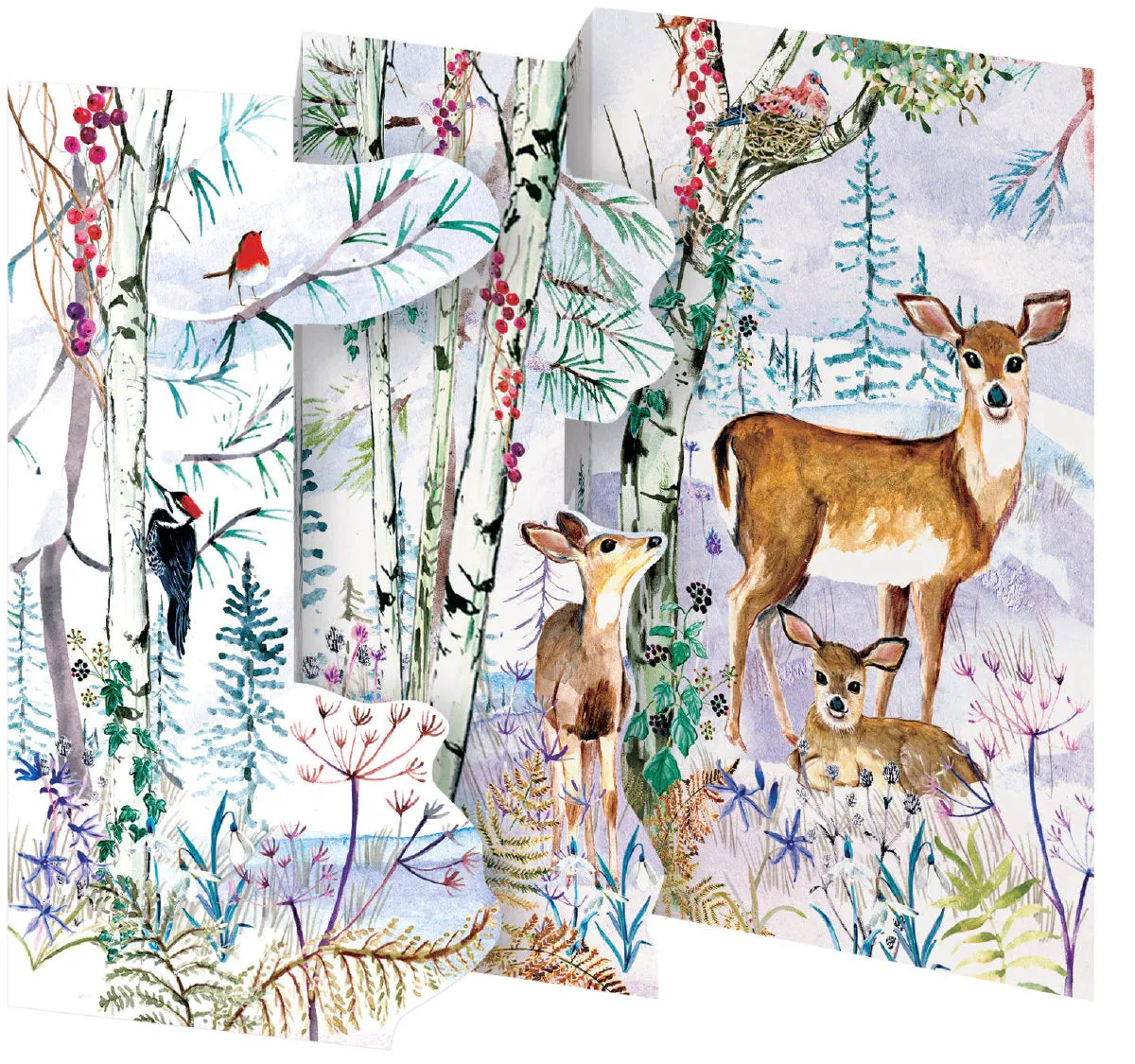 Wild Winter's Song Deer Tri-fold Card Pack of 5
