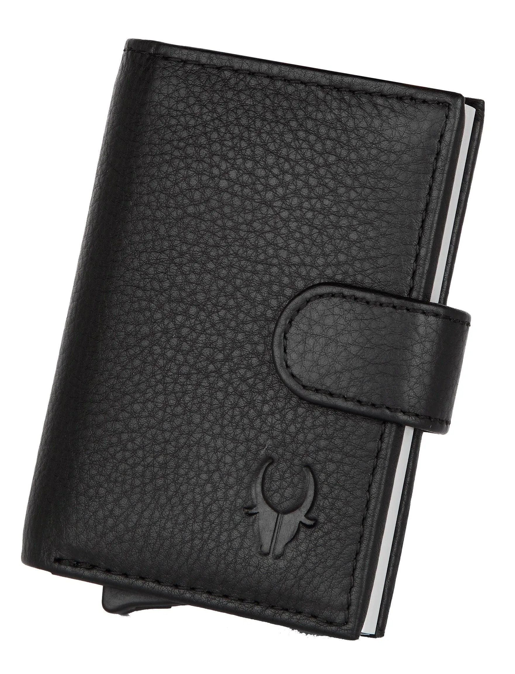 WildHorn® RFID Protected Unisex Genuine Leather Card Holder (Black)